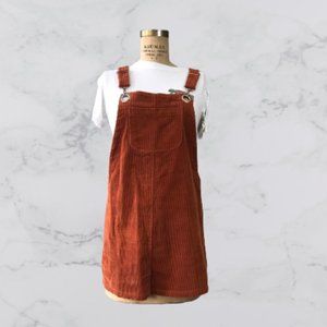 Urban Outfitters Burnt Orange Corduroy Mini Jumper / Pinafore Dress